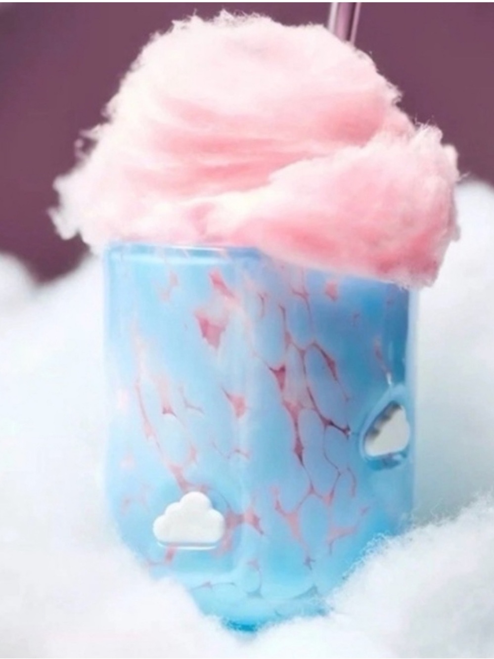 Anthro cloud icon juice glass w blue luster swirl and clouds